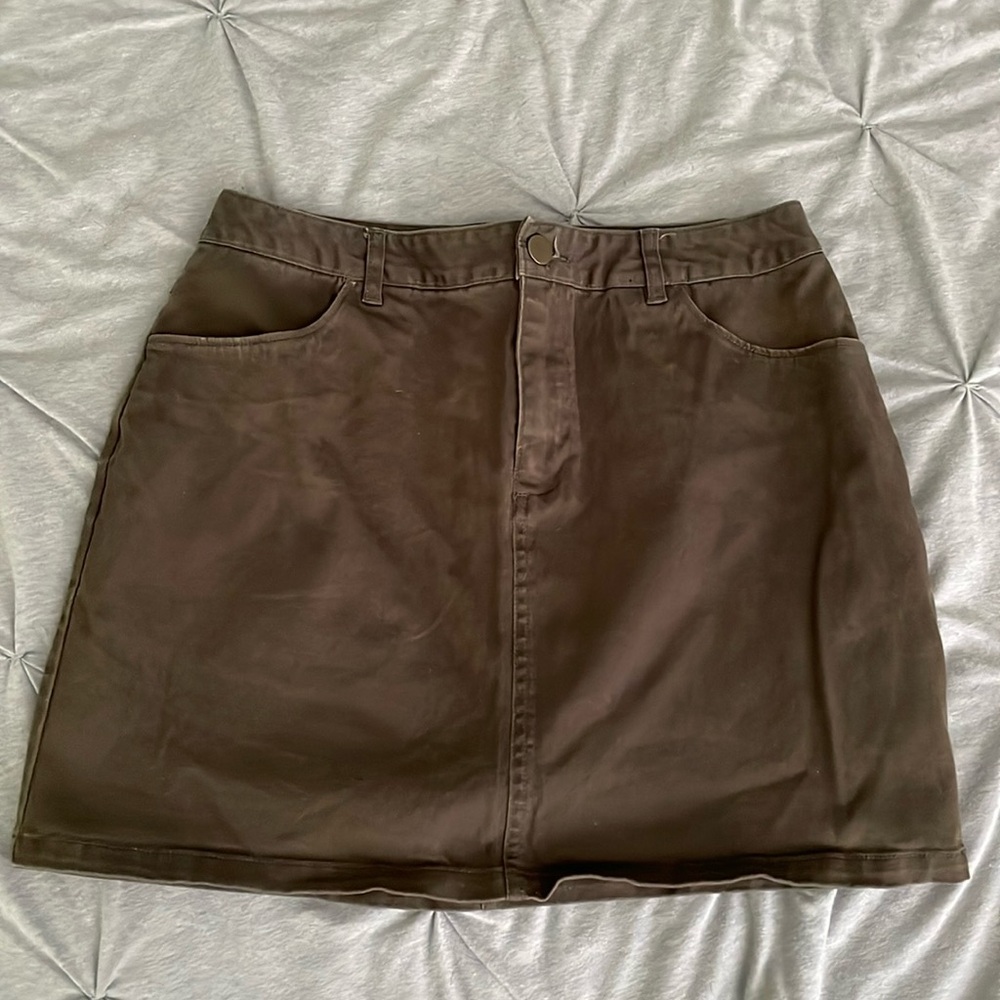 Olive green mini skirt